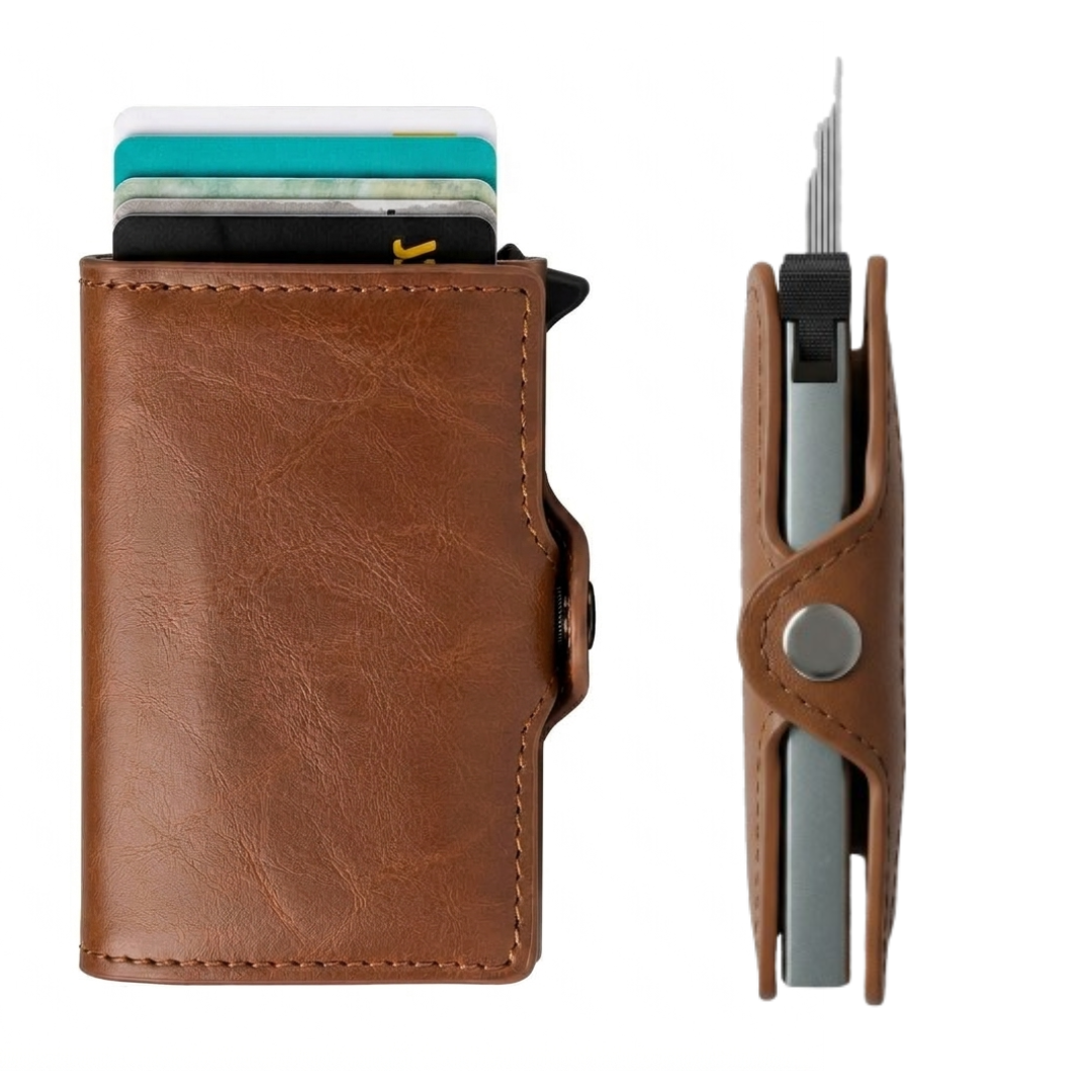 Pop Up Wallet with Coin Compartment RFID Protection Credit Card Holder Wallet for men
