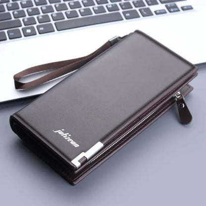Men's Leather Wallet Black Brown Zippered