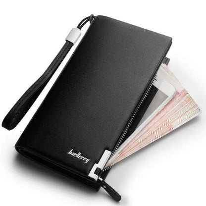 Men's Leather Wallet Black Brown Zippered