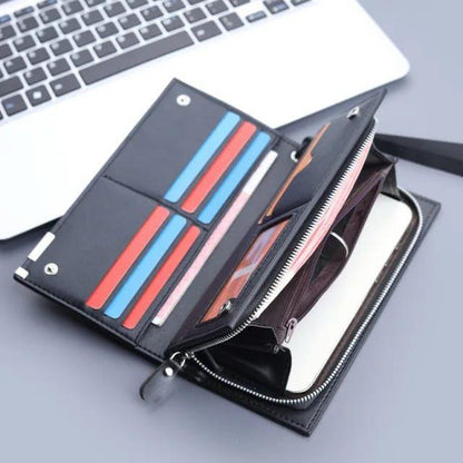 Men's Leather Wallet Black Brown Zippered