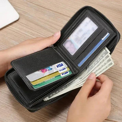 Luxury Leather Wallet Regal 4 Colors Zipper Closure