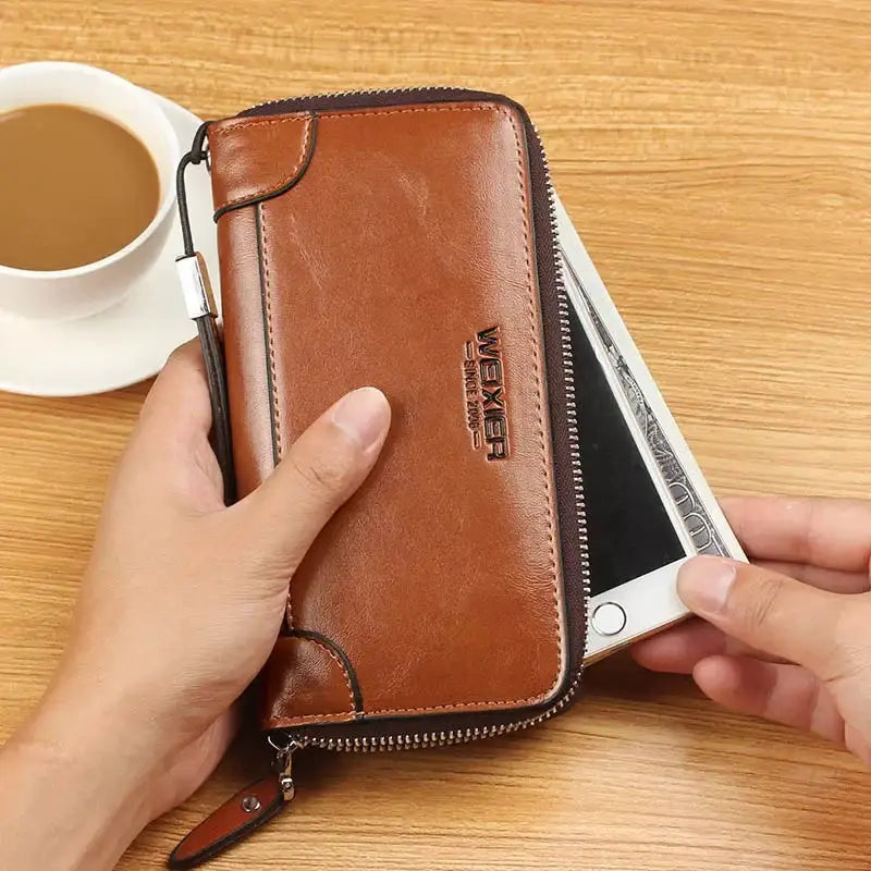 Weixier Long Round Zipper Wallet for Men