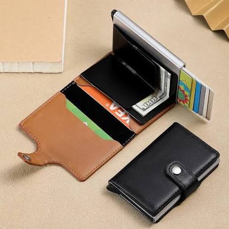 Pop Up Wallet with Coin Compartment RFID Protection Credit Card Holder Wallet for men